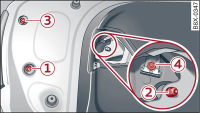 Boot lid: Location of the retaining screw for the rear light